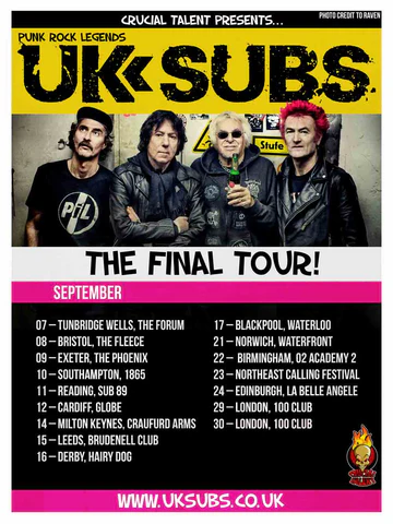 UK Subs 2023 tour flyer