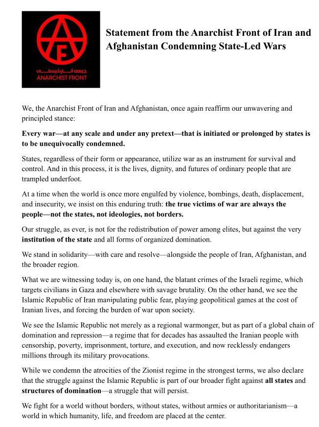 Anti War statement Iran