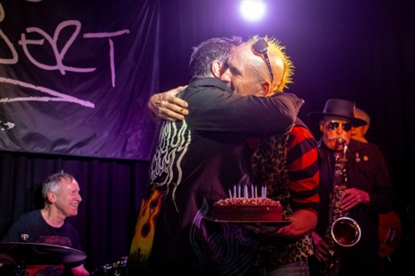 Noir Mates and Del with Birthday cake