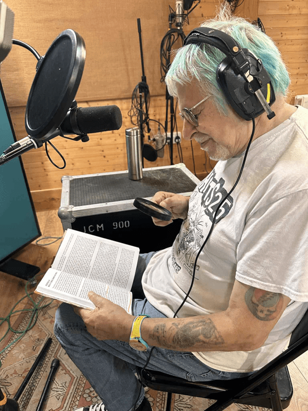 Charlie Harper recording his readings