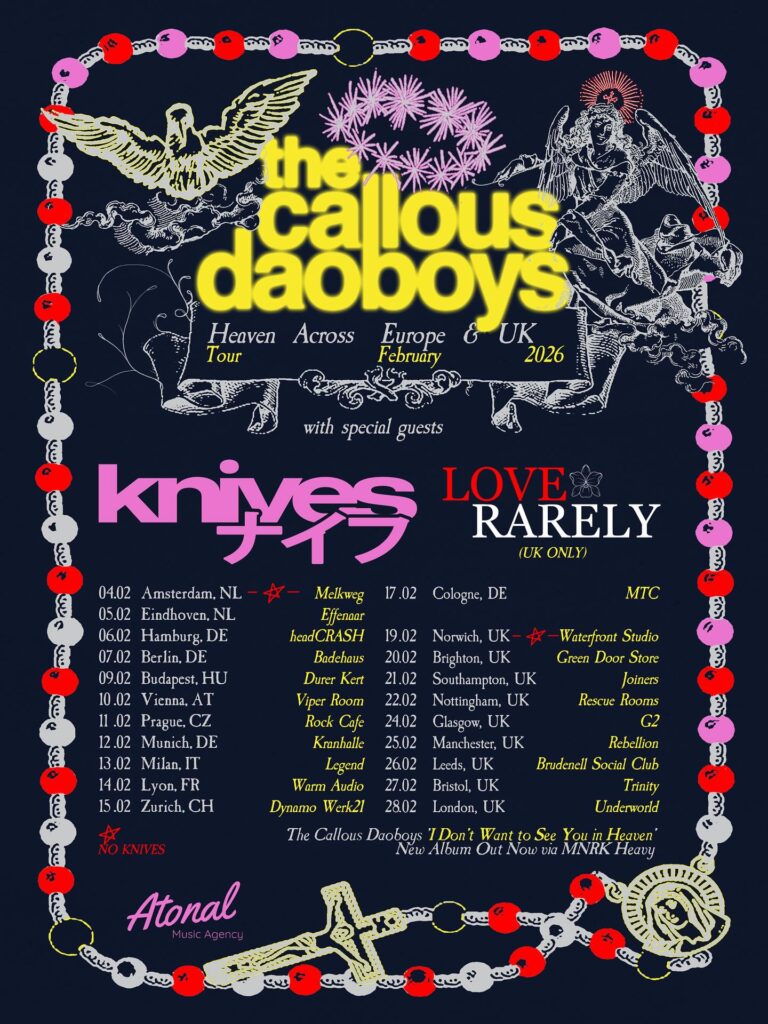 Knives and Callous Daoboys tour poster Feb 2026