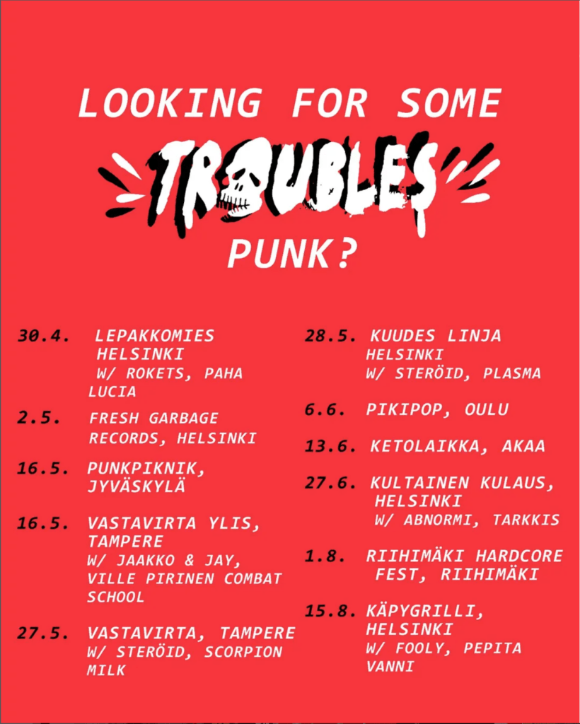 Troubles tour poster 2026