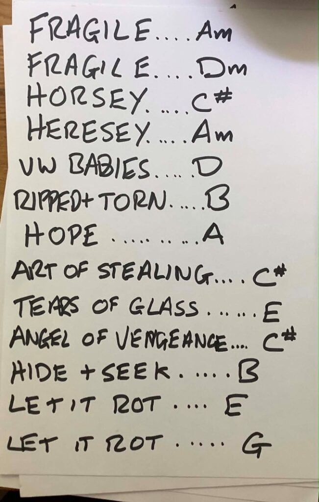 Brigandage set list