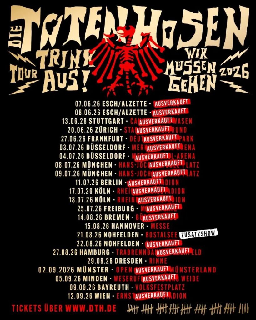 Die Toten Hosen Tour 2026 poster